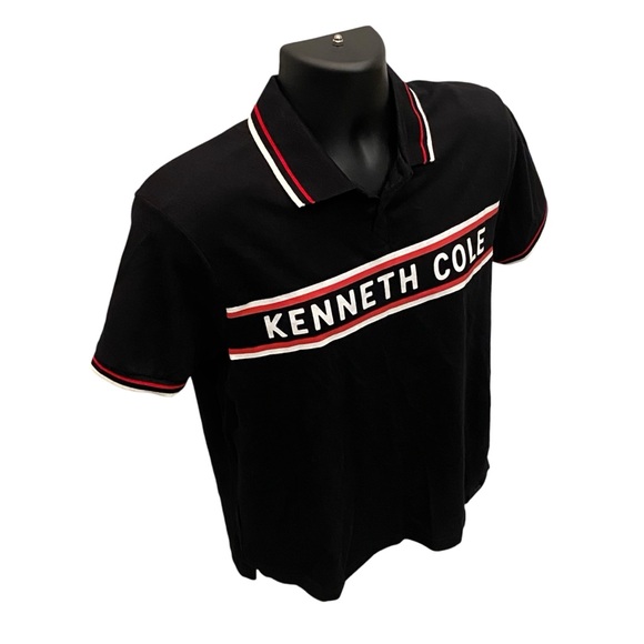 Kenneth Cole New York Other - Kenneth Cole Typography Printed Polo Collar Slim Fit Cotton TShirt Men’s Size SM